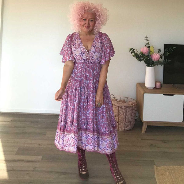 Kerry King Gee Wears massagebyrenato's Mumbi Pink Nicki Midi