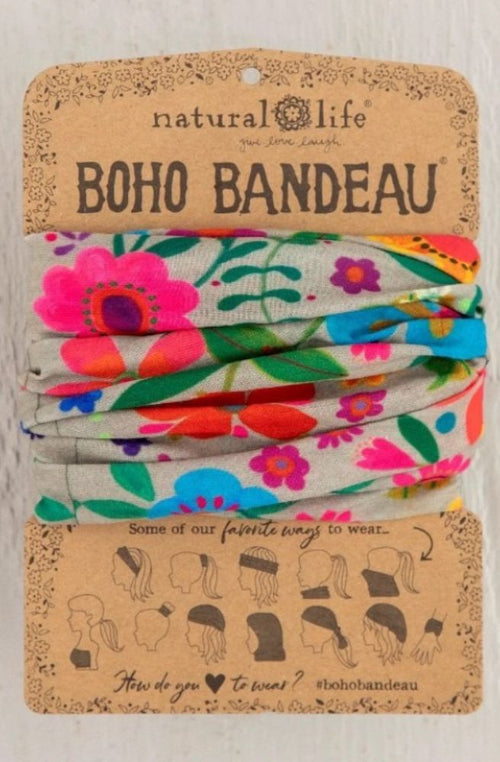 Boho Bandeau Lt Taupe Folk Flower